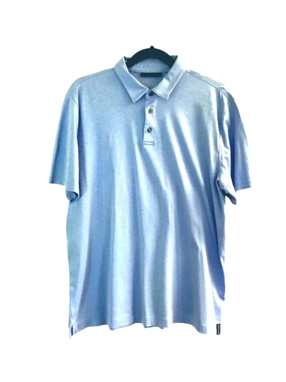 PERRY ELLIS- MENS BLUE SHORT SLEEVE POLO SHIRT SIZE LARGE